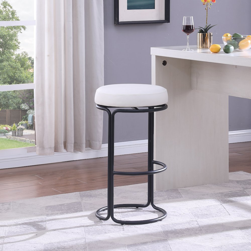 Madison Cream Vegan Leather Bar Stool, Set of 2. Picture 2