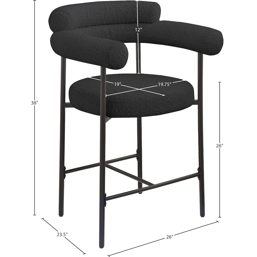 Blake Black Boucle Fabric Counter Stool, Set of 2. Picture 7