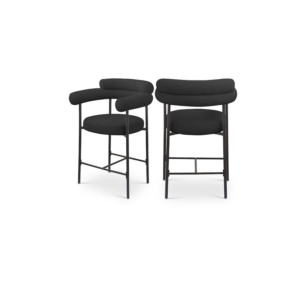 Blake Black Boucle Fabric Counter Stool, Set of 2. Picture 1