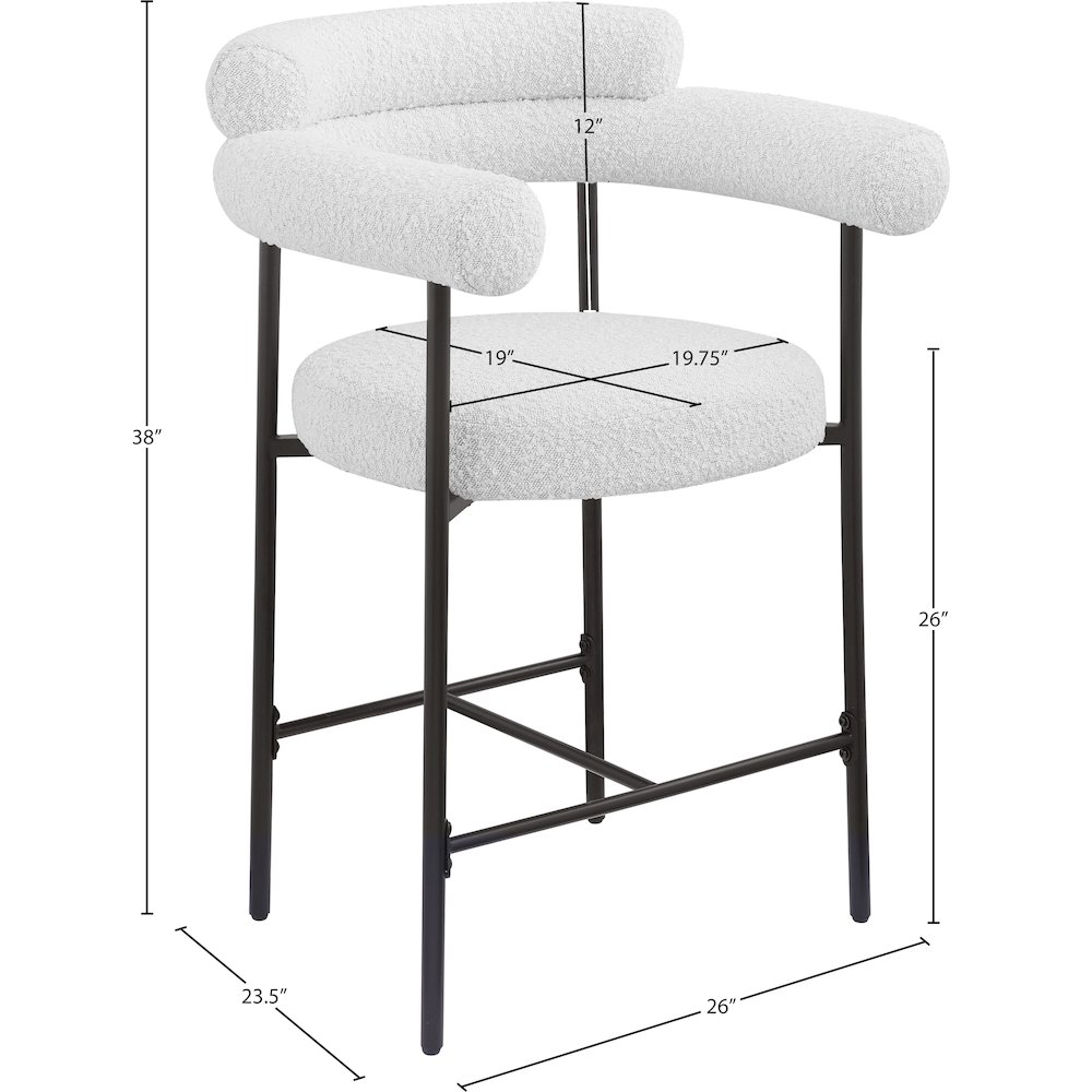 Blake Cream Boucle Fabric Counter Stool, Set of 2. Picture 7