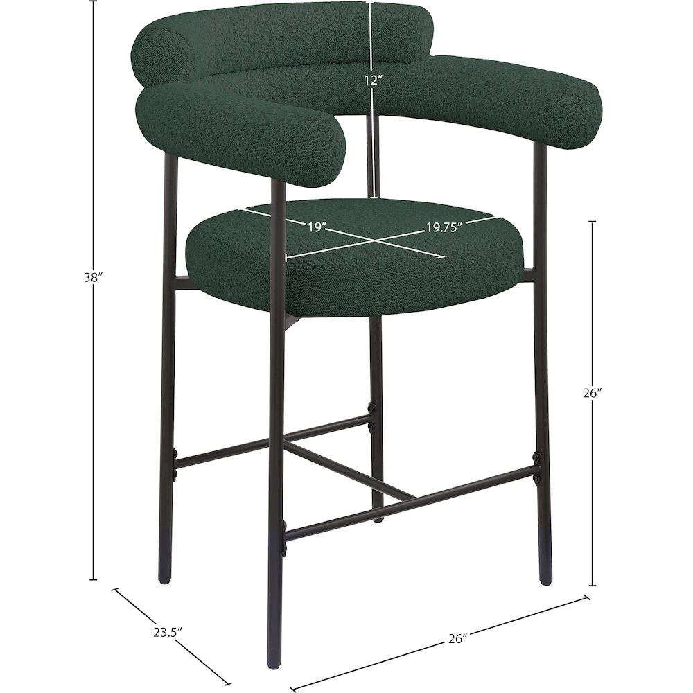 Blake Green Boucle Fabric Counter Stool, Set of 2. Picture 7