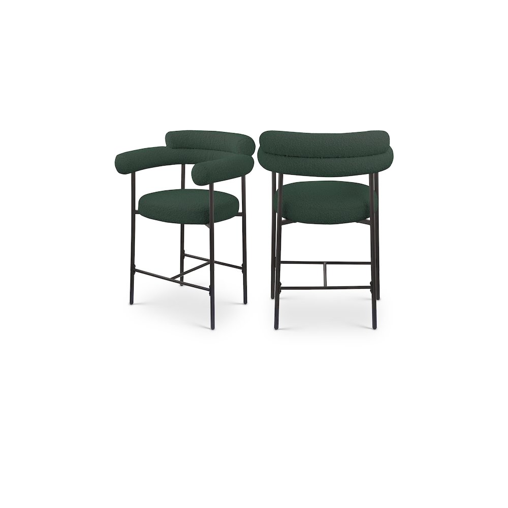 Blake Green Boucle Fabric Counter Stool, Set of 2. Picture 1