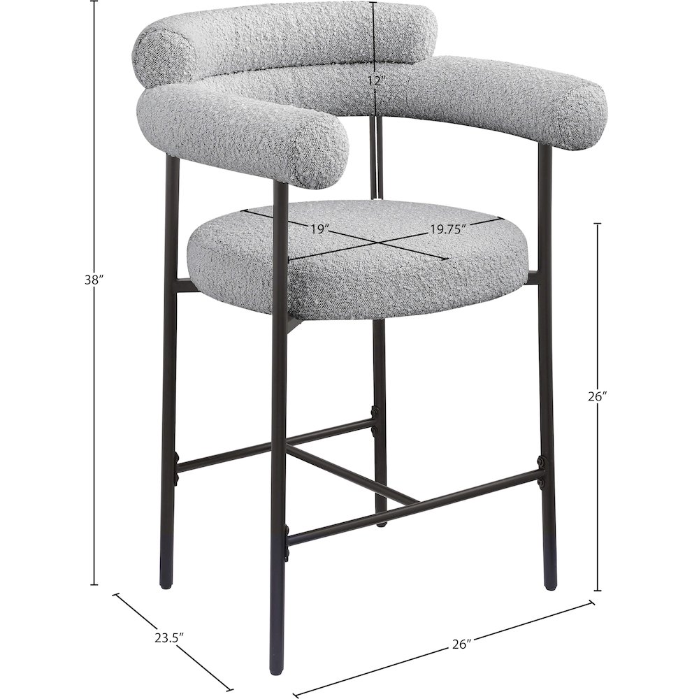 Blake Grey Boucle Fabric Counter Stool, Set of 2. Picture 7