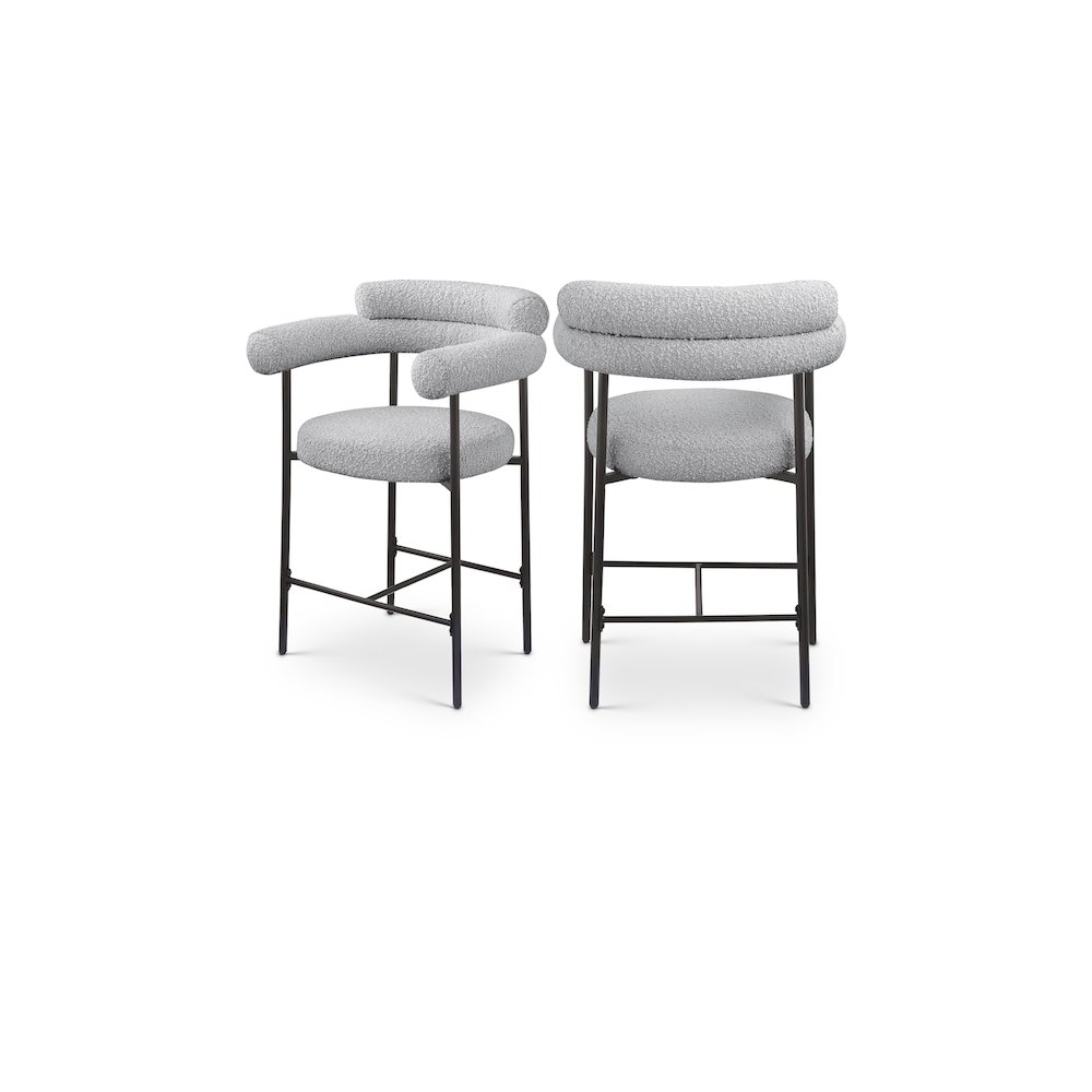 Blake Grey Boucle Fabric Counter Stool, Set of 2. Picture 1