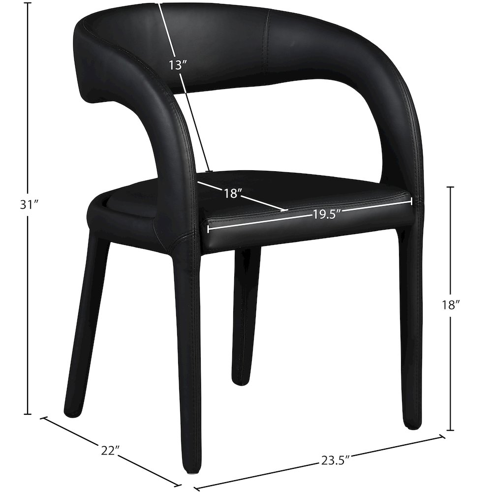 Sylvester Black Vegan Leather Dining Chair. Picture 8