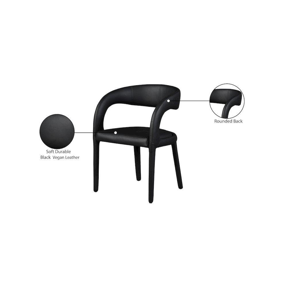 Sylvester Black Vegan Leather Dining Chair. Picture 9