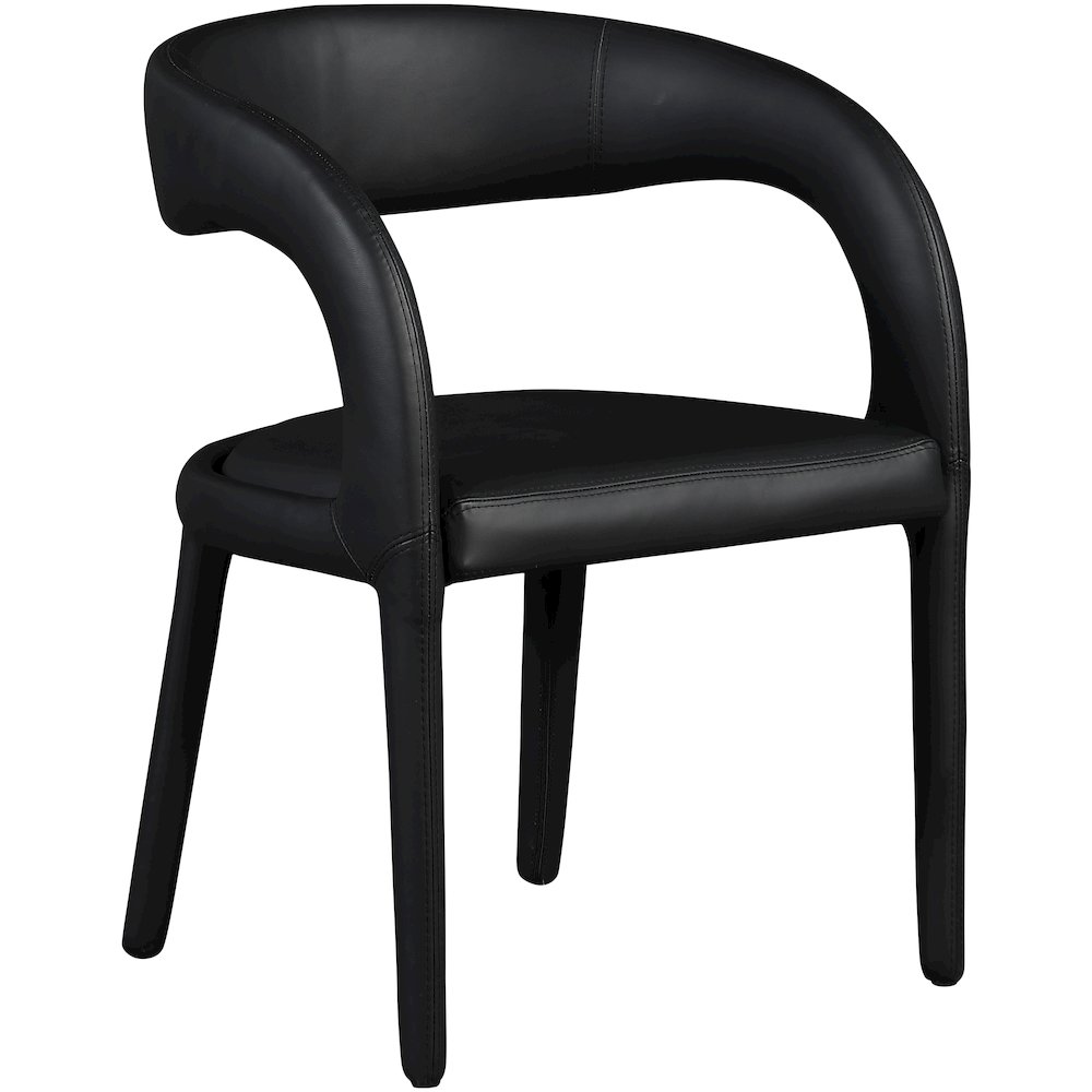 Sylvester Black Vegan Leather Dining Chair. Picture 3