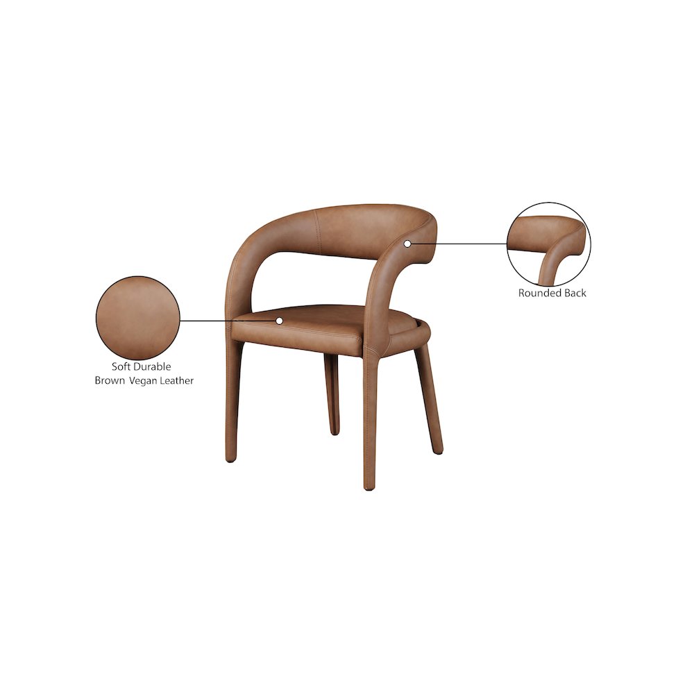 Sylvester Brown Vegan Leather Dining Chair. Picture 9