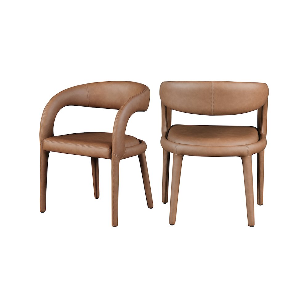 Sylvester Brown Vegan Leather Dining Chair. Picture 1