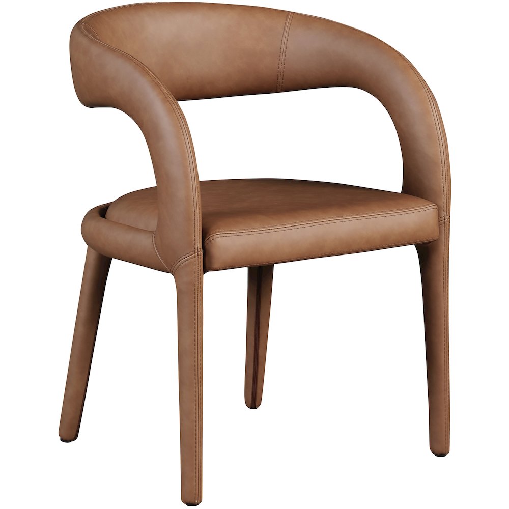 Sylvester Brown Vegan Leather Dining Chair. Picture 3