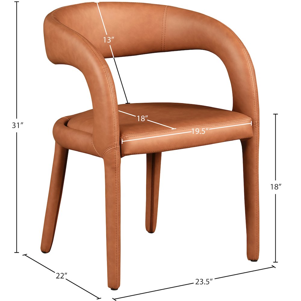 Sylvester Cognac Vegan Leather Dining Chair. Picture 8
