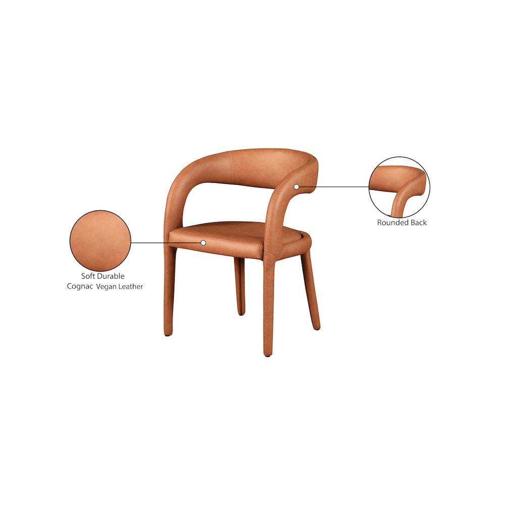 Sylvester Cognac Vegan Leather Dining Chair. Picture 9