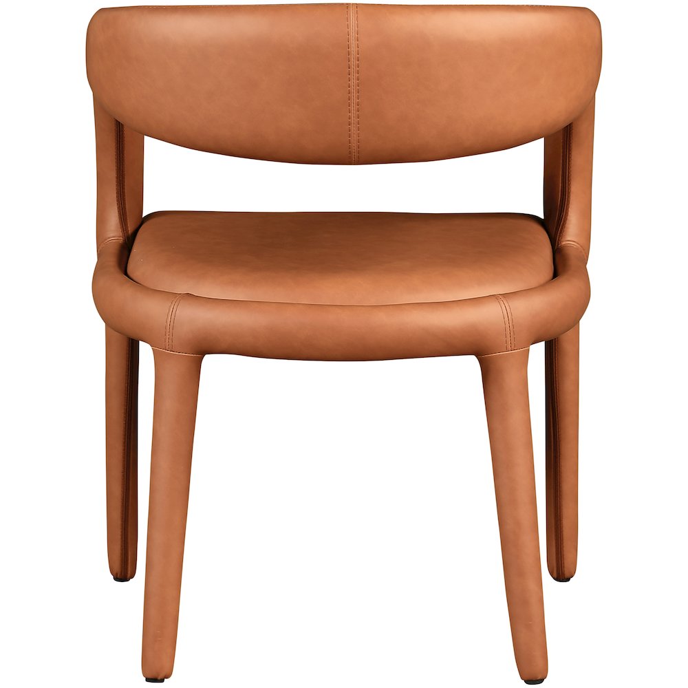 Sylvester Cognac Vegan Leather Dining Chair. Picture 3