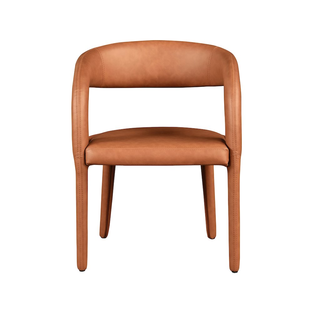 Sylvester Cognac Vegan Leather Dining Chair. Picture 4
