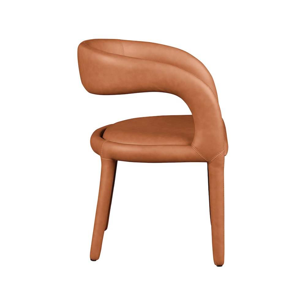 Sylvester Cognac Vegan Leather Dining Chair. Picture 5