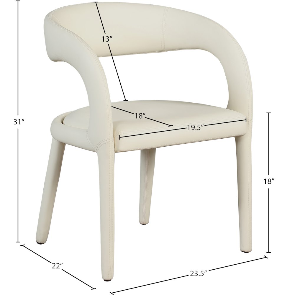 Sylvester Cream Vegan Leather Dining Chair. Picture 8