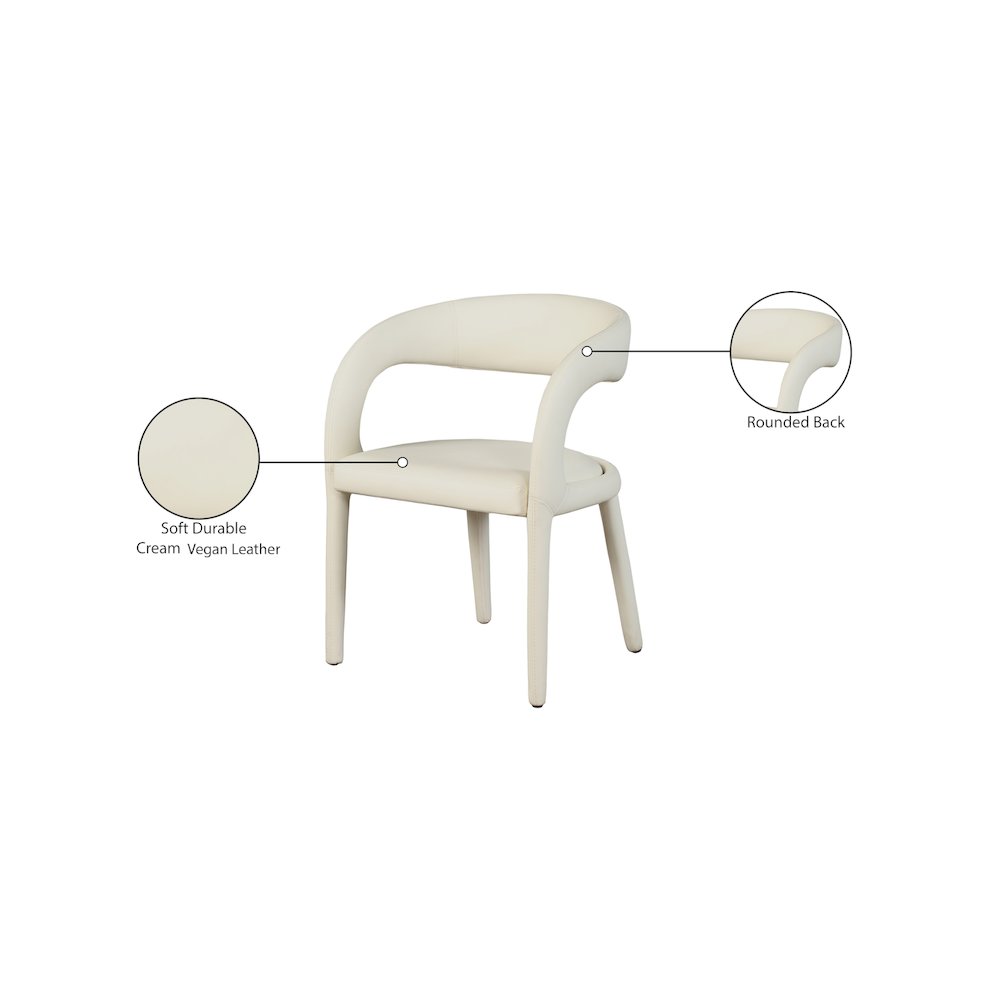 Sylvester Cream Vegan Leather Dining Chair. Picture 9