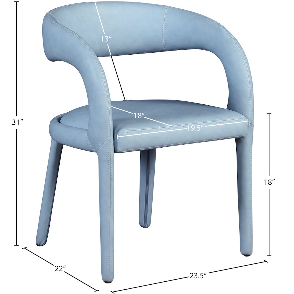 Sylvester Light Blue Vegan Leather Dining Chair. Picture 8