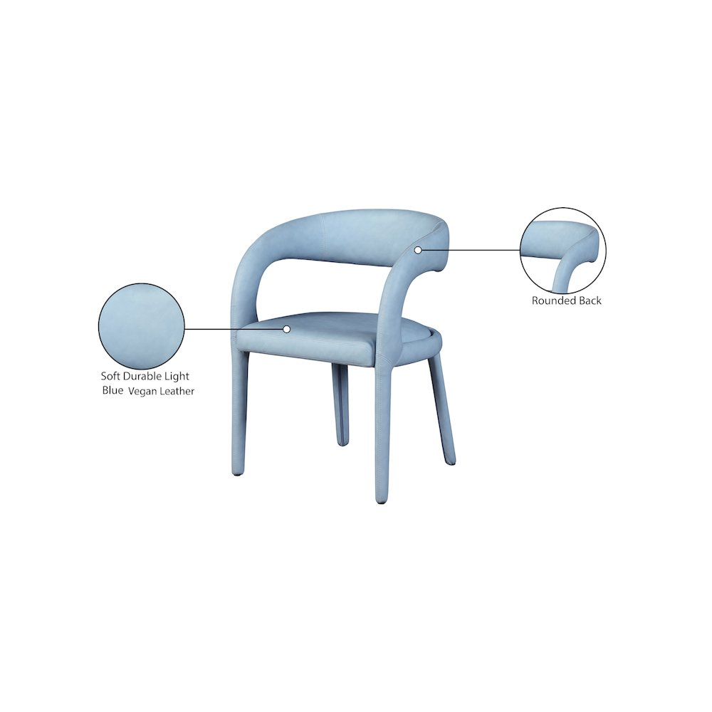 Sylvester Light Blue Vegan Leather Dining Chair. Picture 9