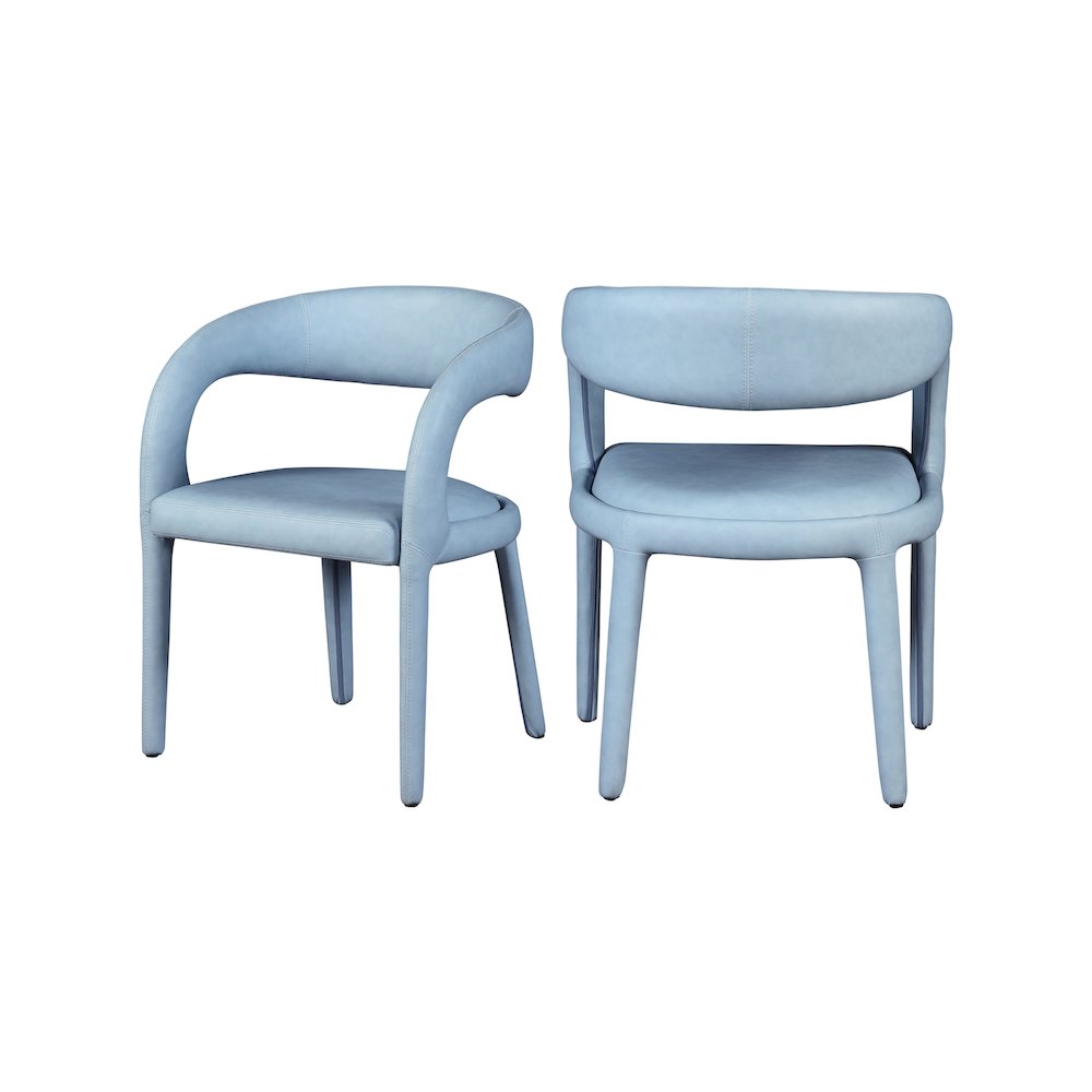 Sylvester Light Blue Vegan Leather Dining Chair. Picture 1