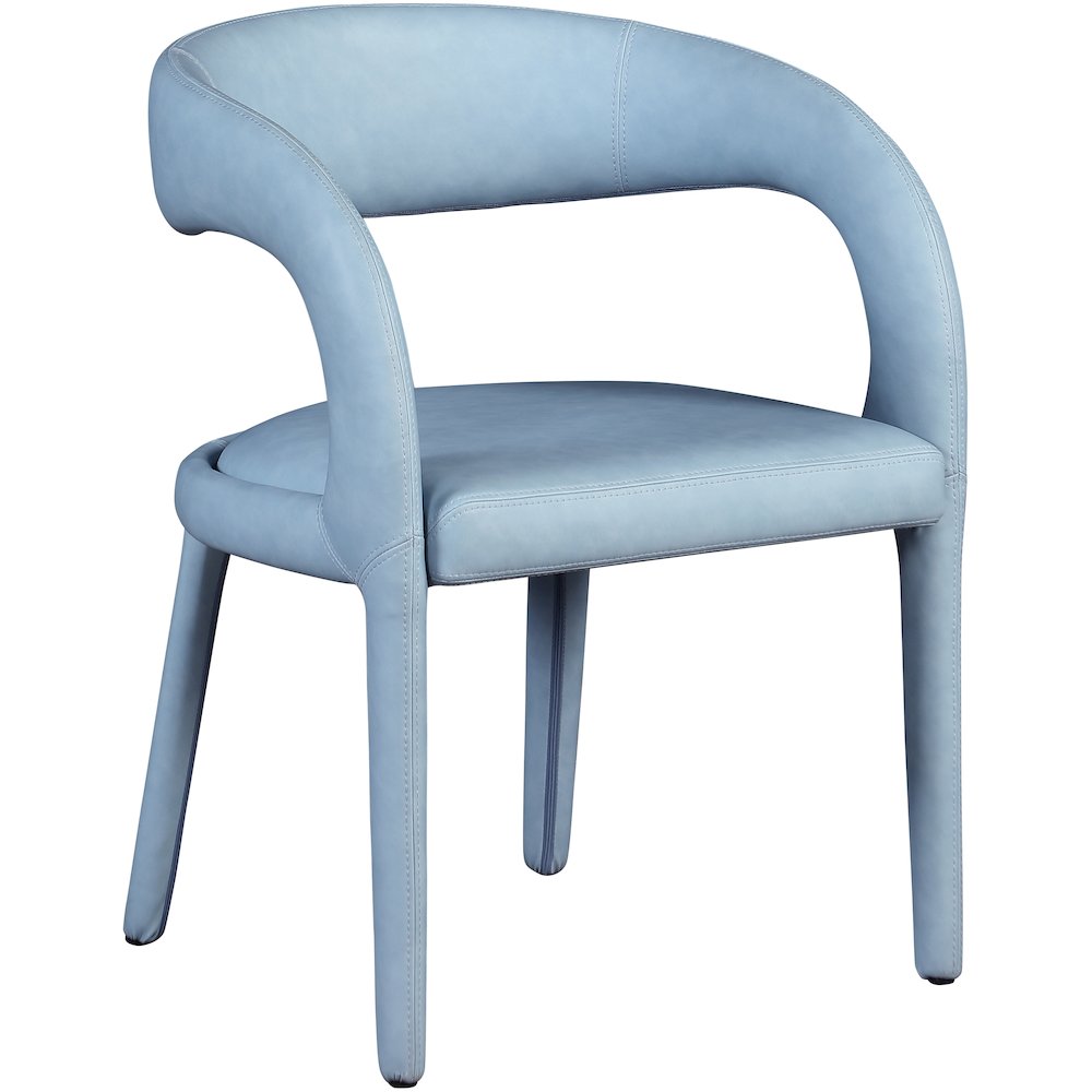 Sylvester Light Blue Vegan Leather Dining Chair. Picture 3