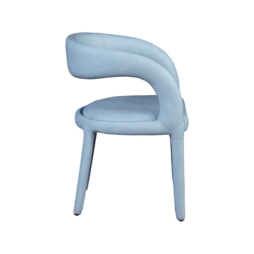 Sylvester Light Blue Vegan Leather Dining Chair. Picture 5