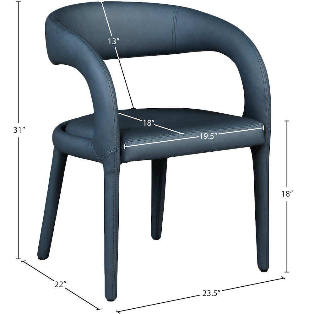 Sylvester Navy Vegan Leather Dining Chair. Picture 8