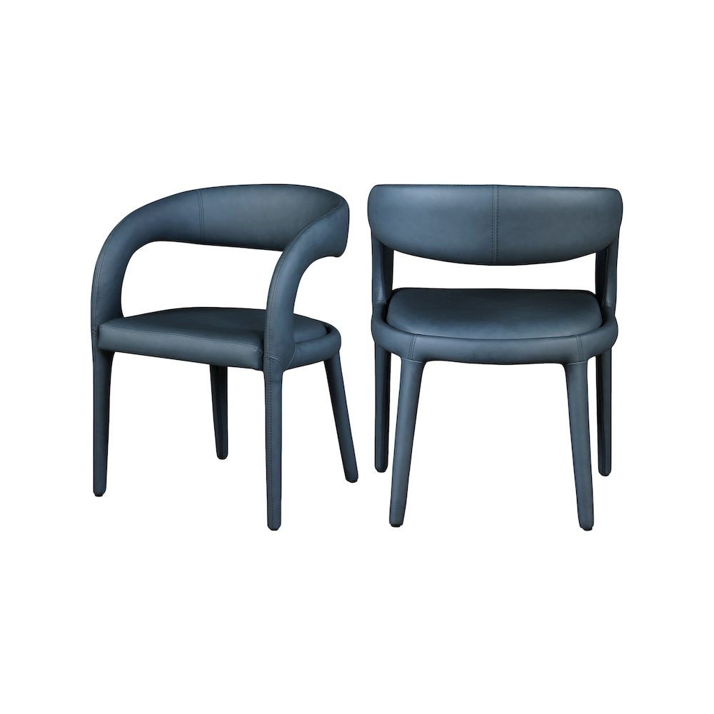 Sylvester Navy Vegan Leather Dining Chair. Picture 1