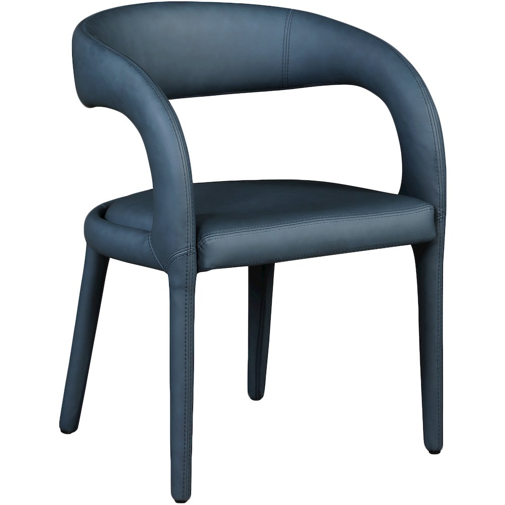 Sylvester Navy Vegan Leather Dining Chair. Picture 3