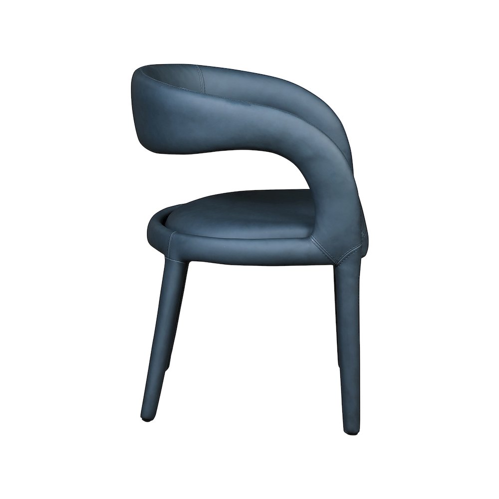 Sylvester Navy Vegan Leather Dining Chair. Picture 5