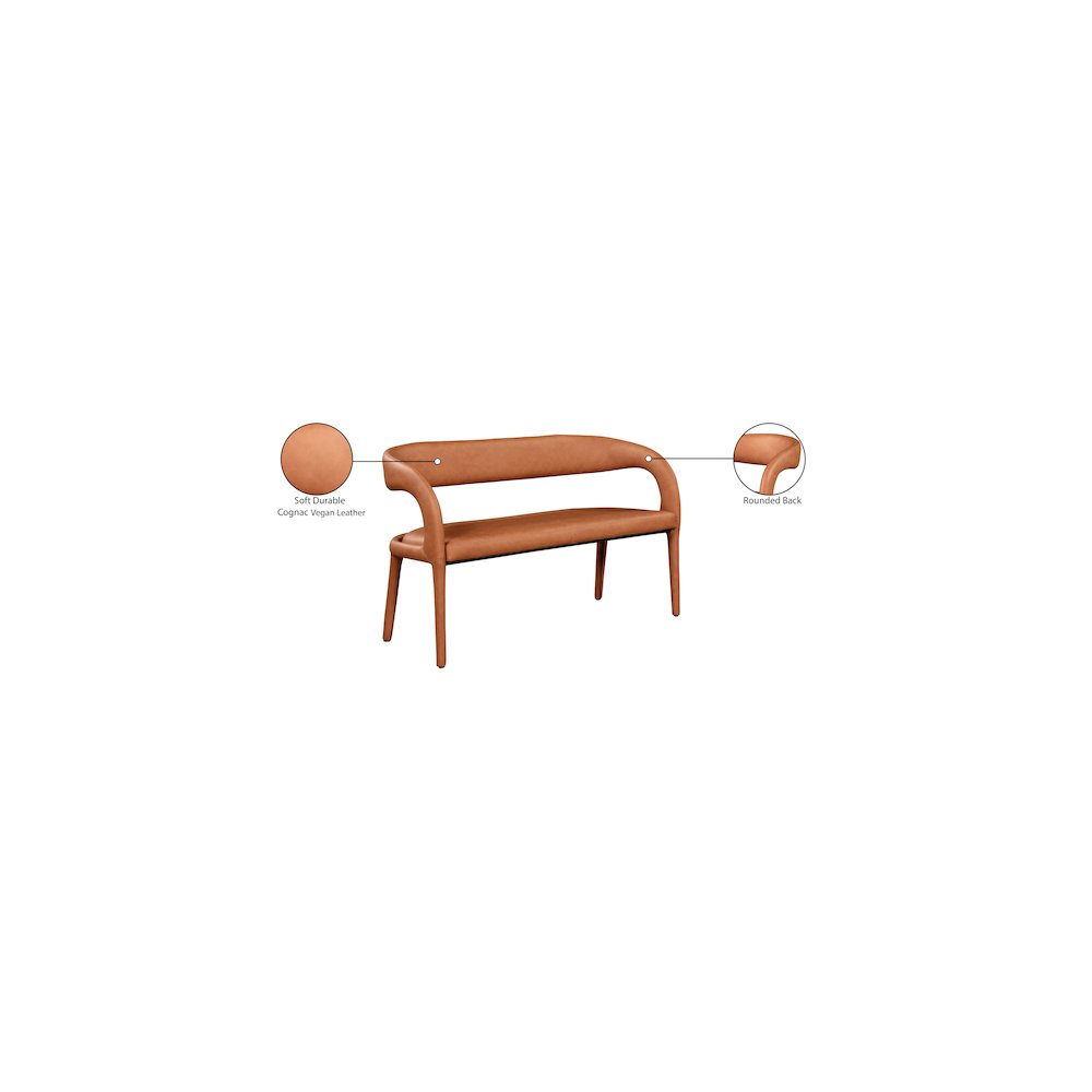Sylvester Cognac Vegan Leather Bench. Picture 8