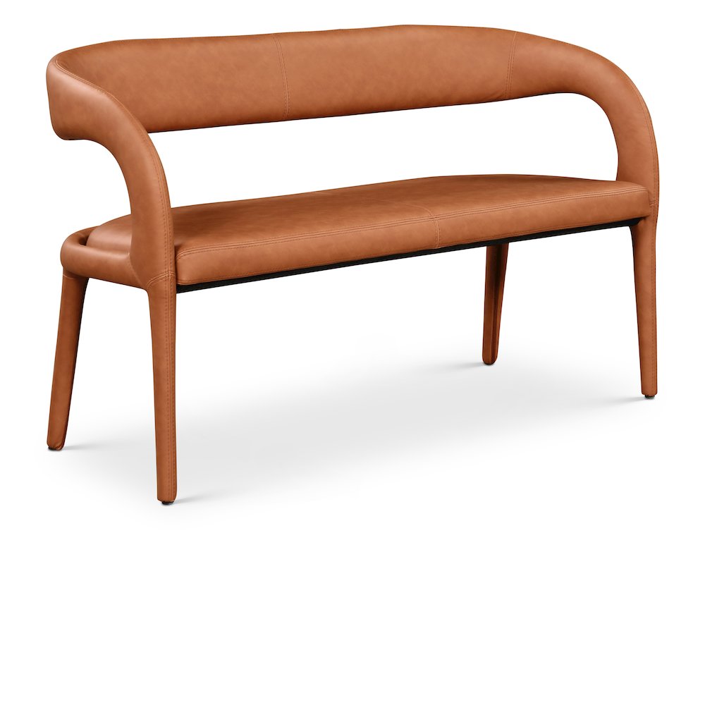 Sylvester Cognac Vegan Leather Bench. Picture 1