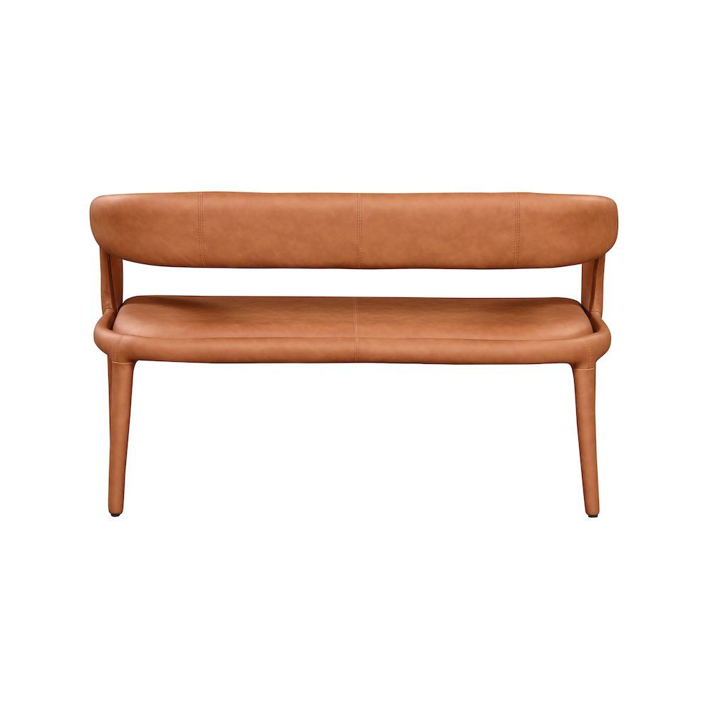Sylvester Cognac Vegan Leather Bench. Picture 2