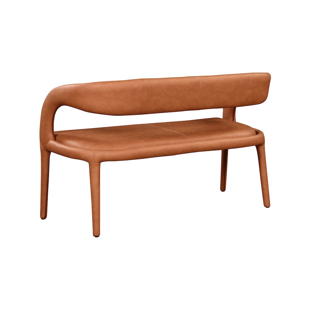 Sylvester Cognac Vegan Leather Bench. Picture 3