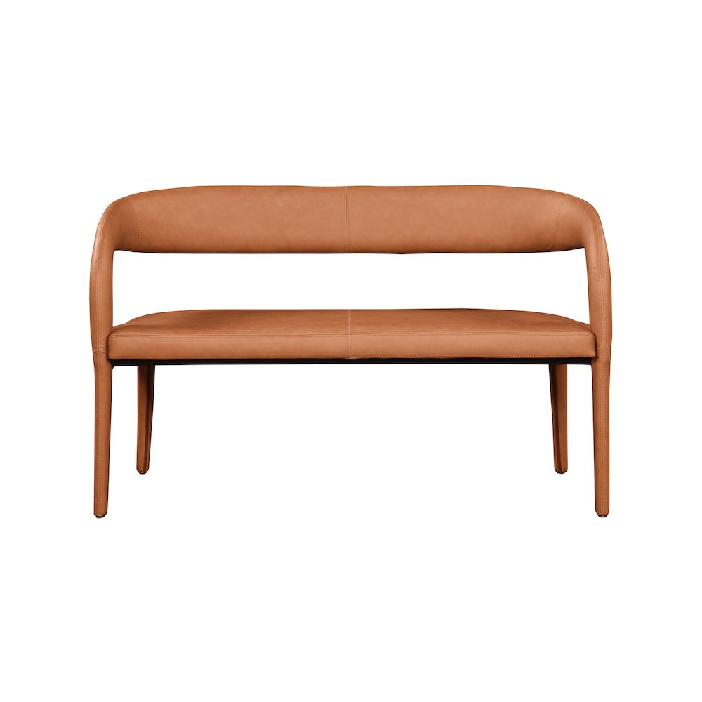 Sylvester Cognac Vegan Leather Bench. Picture 4