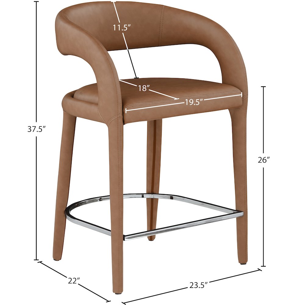 Sylvester Brown Vegan Leather Stool. Picture 8