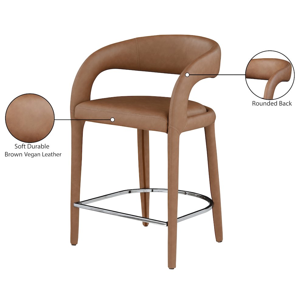 Sylvester Brown Vegan Leather Stool. Picture 9