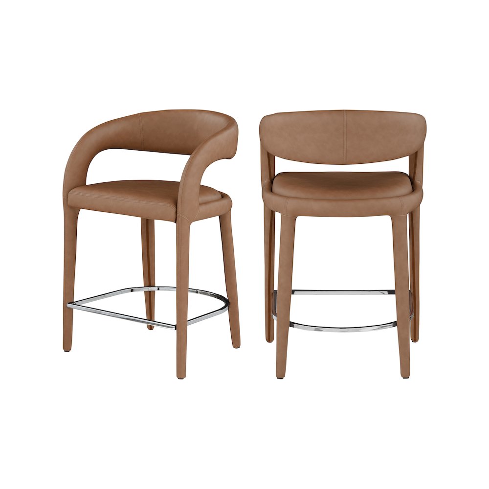 Sylvester Brown Vegan Leather Stool. Picture 1