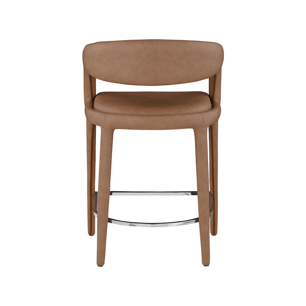 Sylvester Brown Vegan Leather Stool. Picture 2