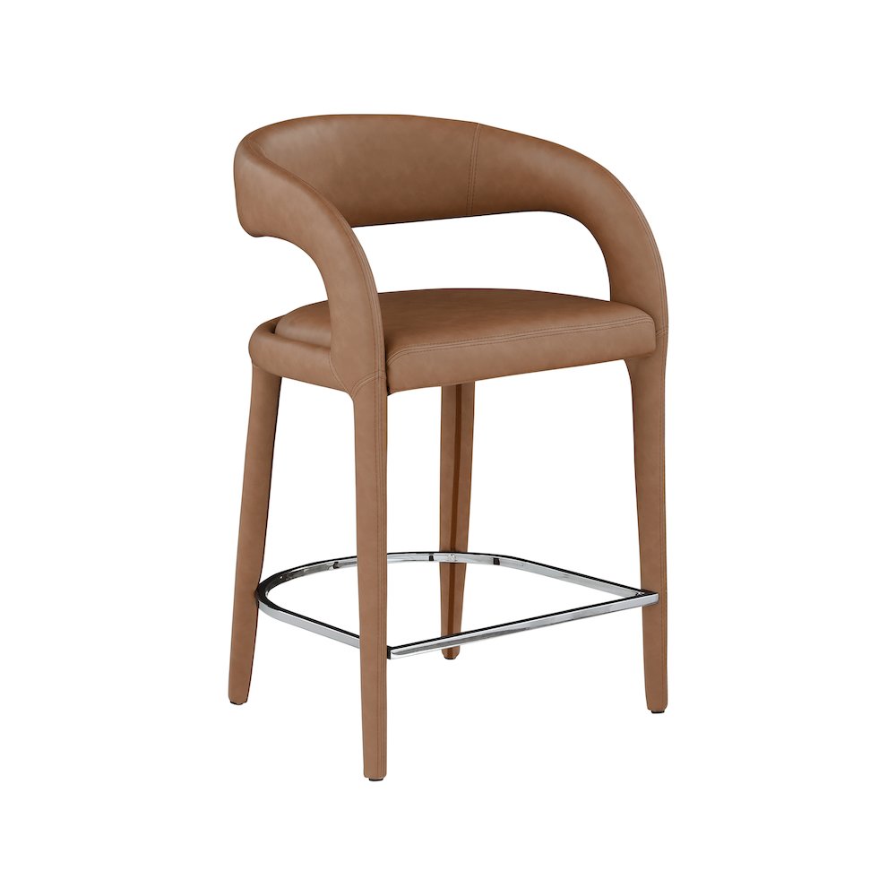 Sylvester Brown Vegan Leather Stool. Picture 3