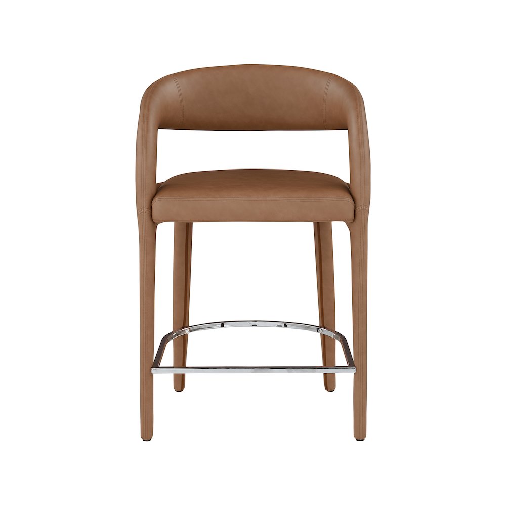 Sylvester Brown Vegan Leather Stool. Picture 4
