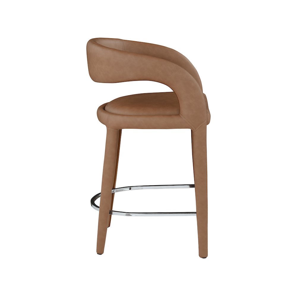 Sylvester Brown Vegan Leather Stool. Picture 5