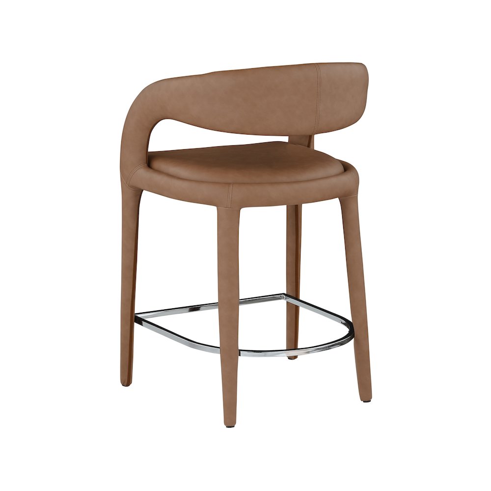 Sylvester Brown Vegan Leather Stool. Picture 6