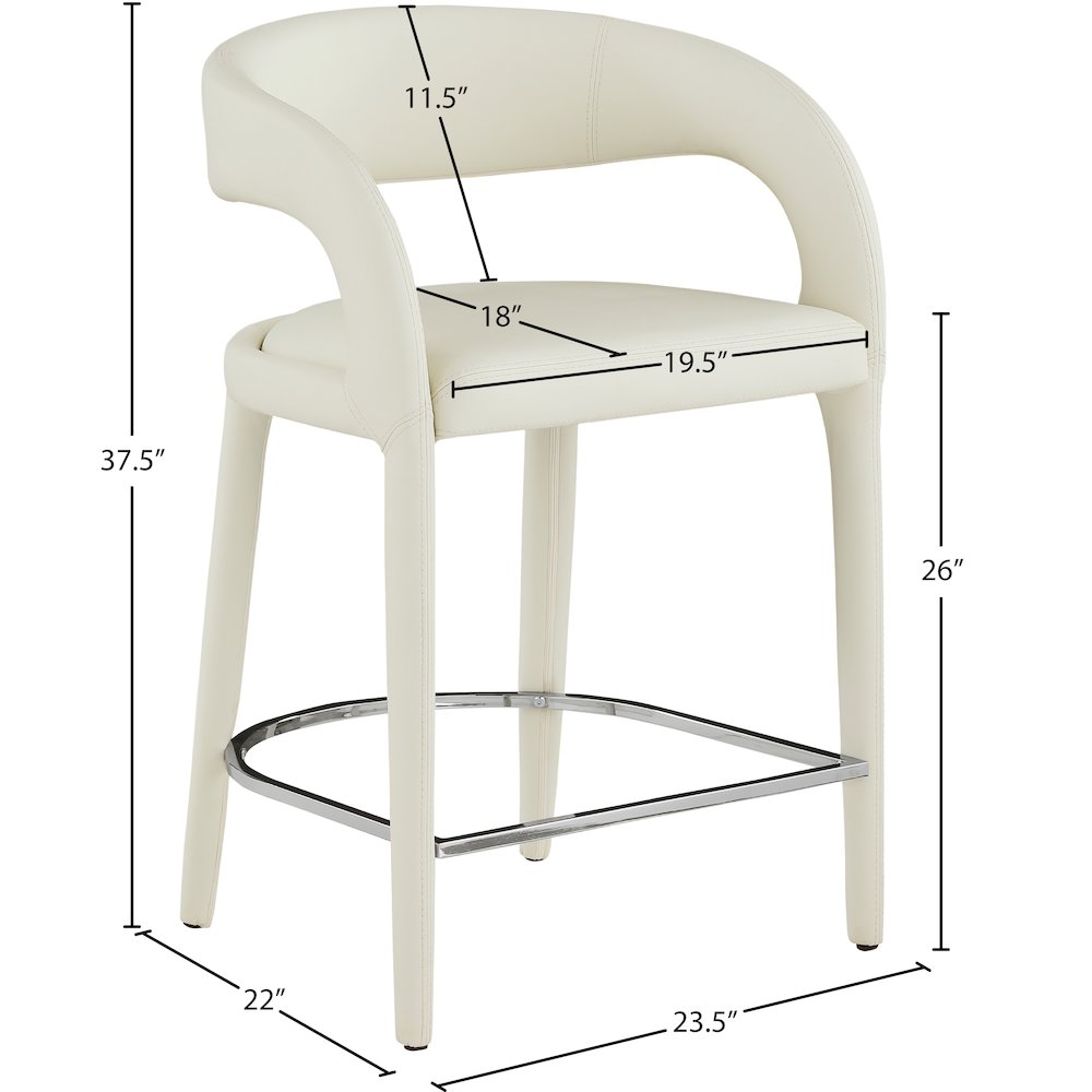 Sylvester Cream Vegan Leather Stool. Picture 8