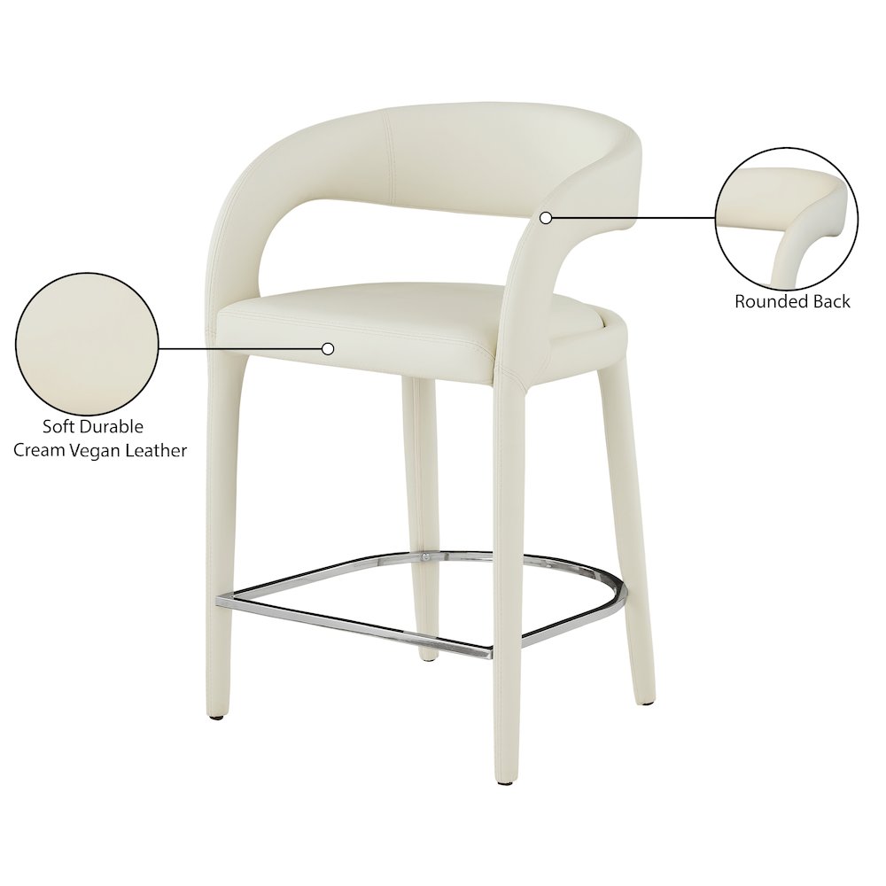 Sylvester Cream Vegan Leather Stool. Picture 9