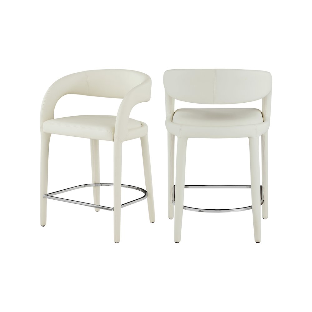 Sylvester Cream Vegan Leather Stool. Picture 1