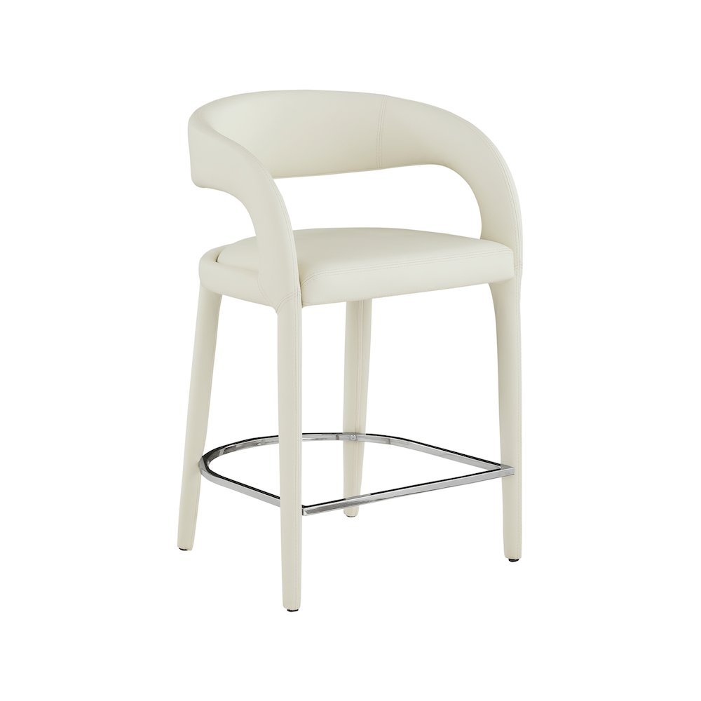 Sylvester Cream Vegan Leather Stool. Picture 3