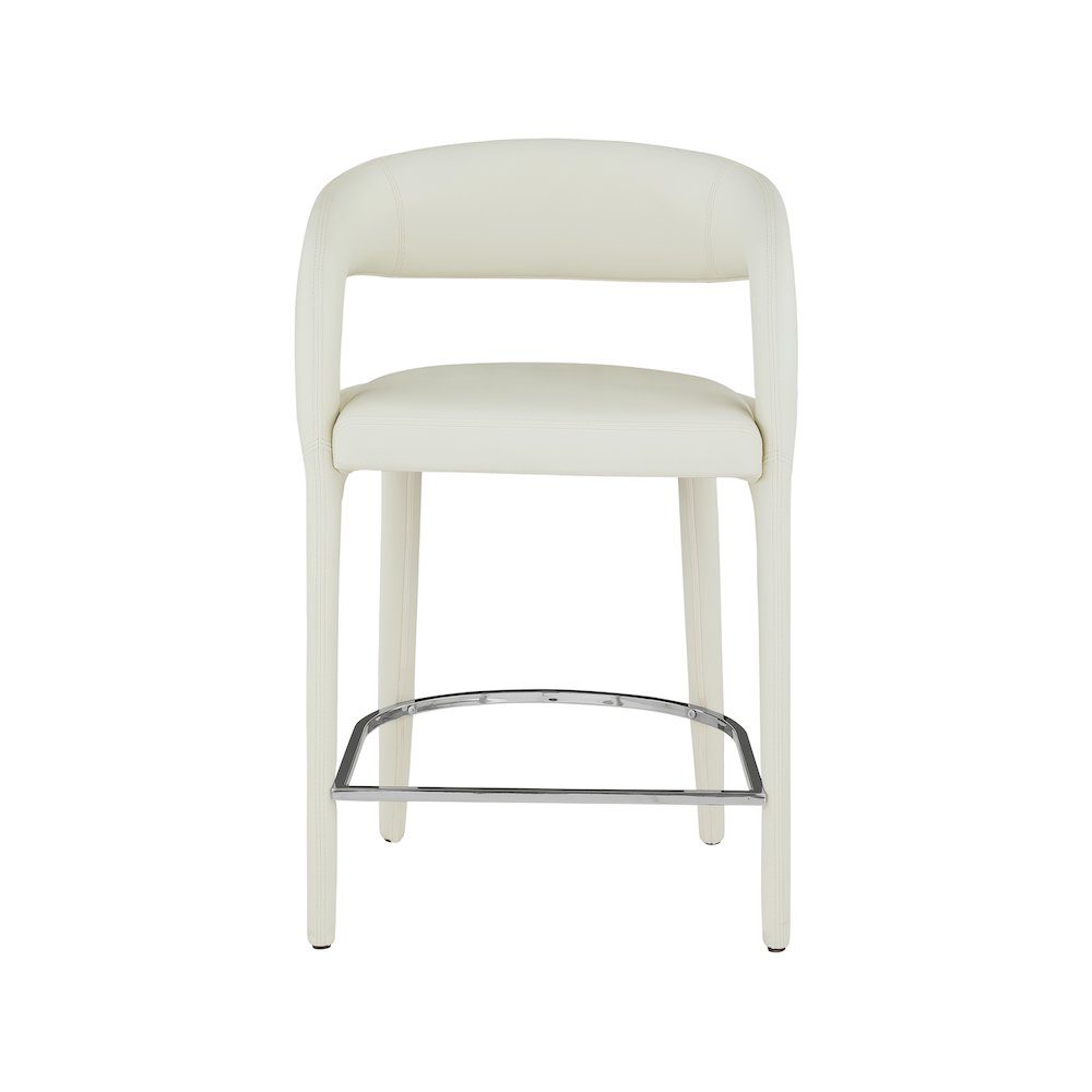 Sylvester Cream Vegan Leather Stool. Picture 4