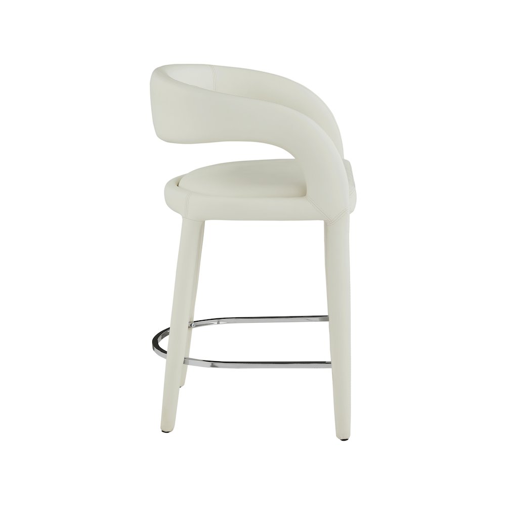 Sylvester Cream Vegan Leather Stool. Picture 5