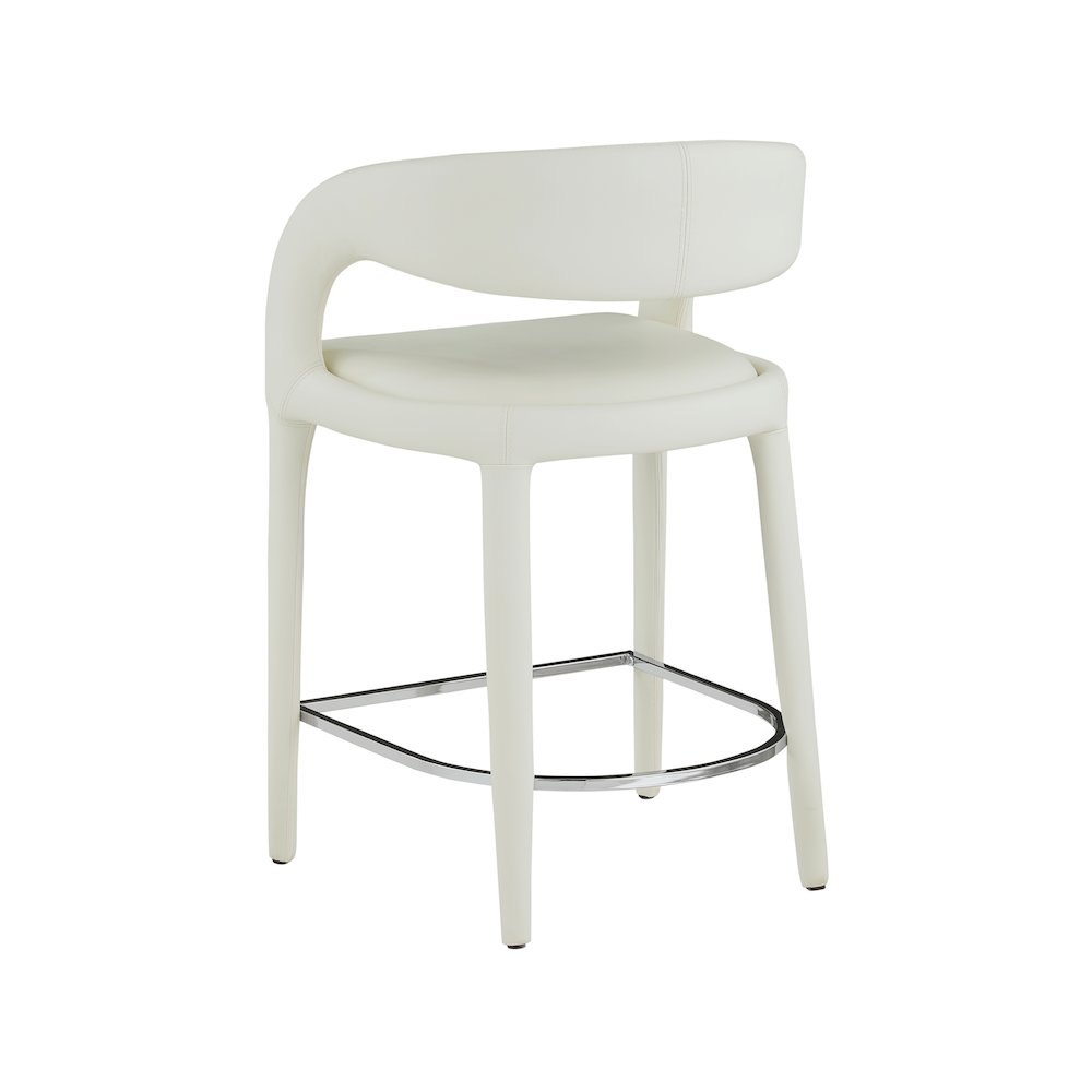 Sylvester Cream Vegan Leather Stool. Picture 6